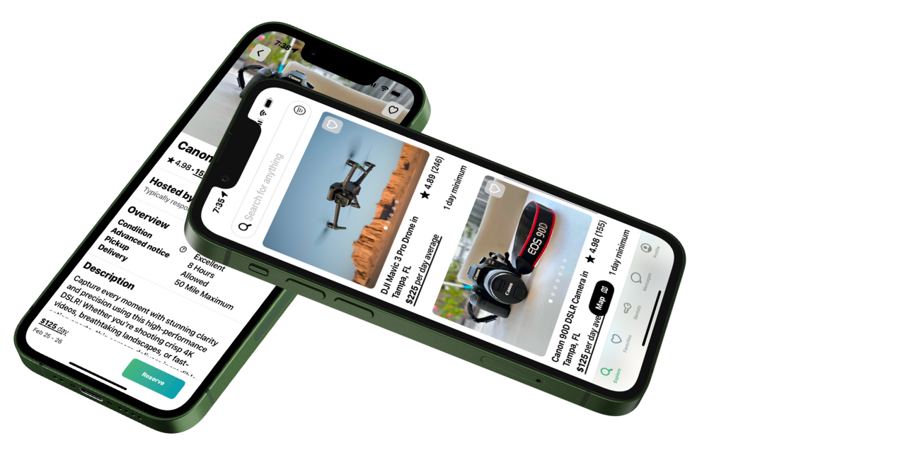 FriendLend rental app on a smartphone